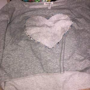 Crop grey sweat shirt hoop neck